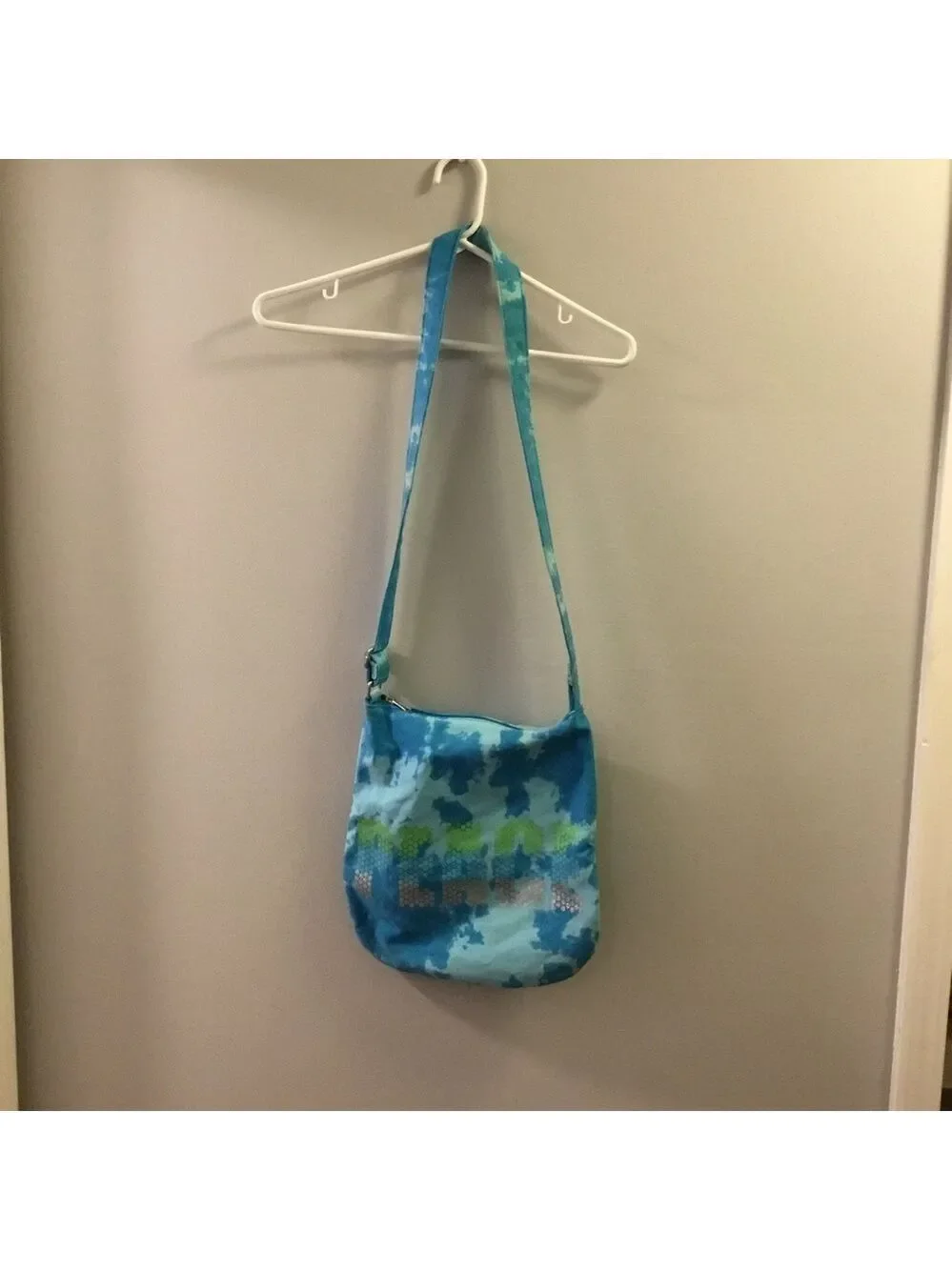 Justice girls and tween cross body bag tie dye wit PEACE lettering in do…